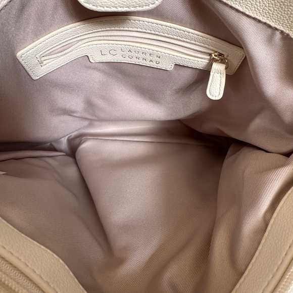 Lauren Conrad Floral Tote Bag Cream Pink Large Shoulder Purse - Picture 5 of 6